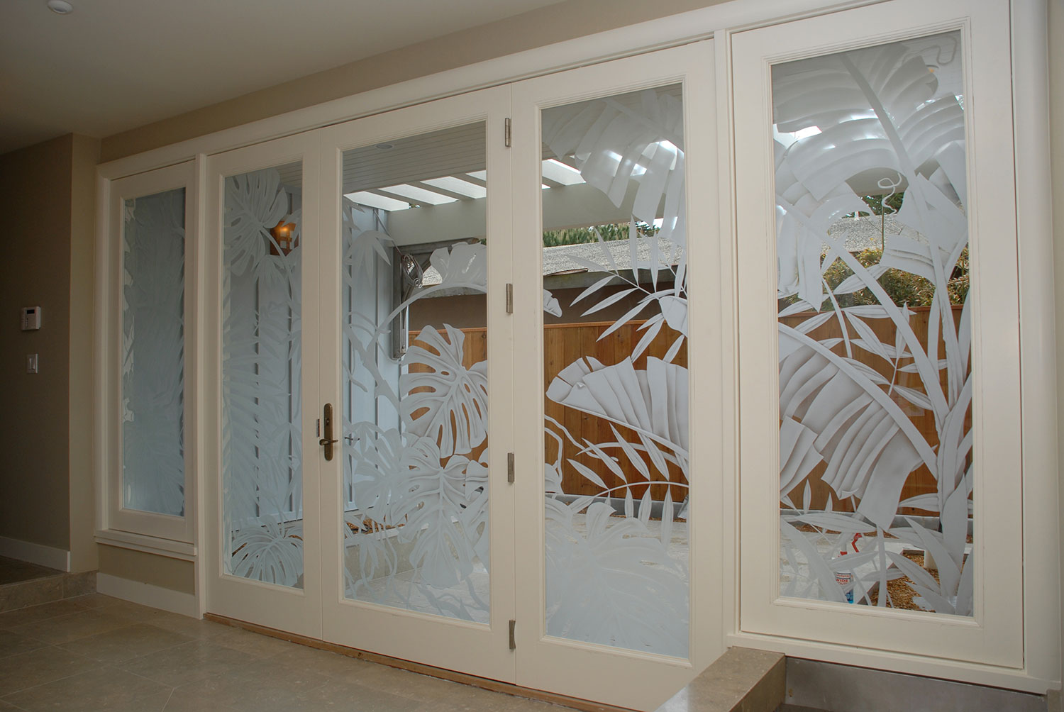 Etched glass door