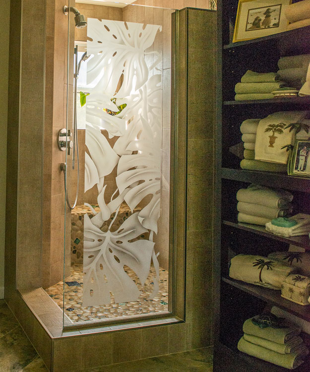Monstera Shower Glass Partition