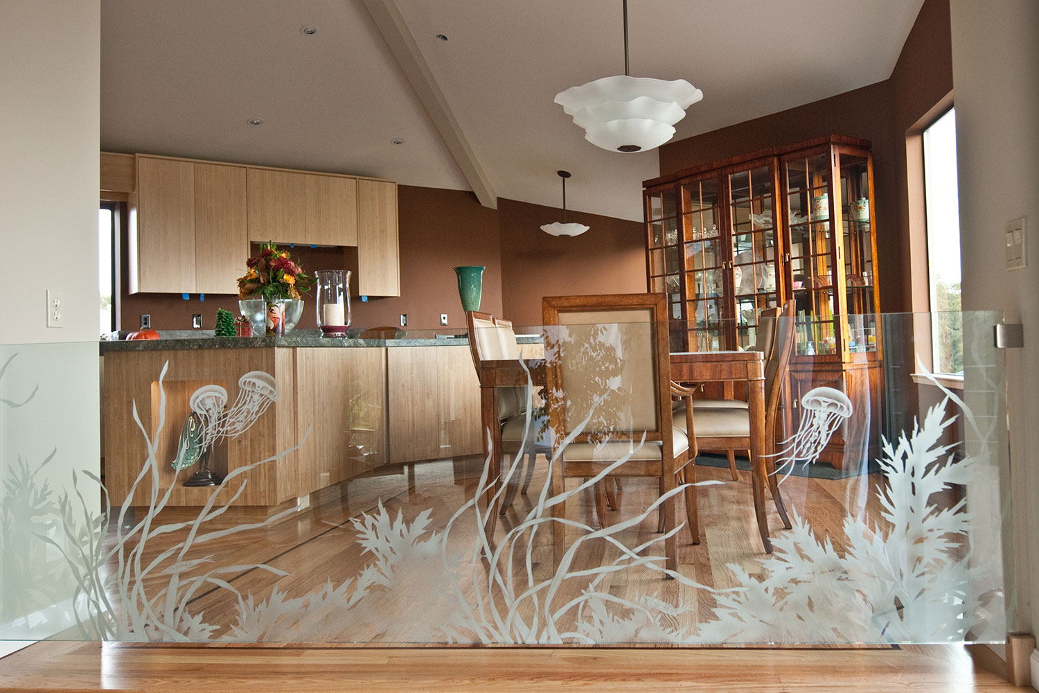 Etched glass railing designs, glass decorative partitions wall