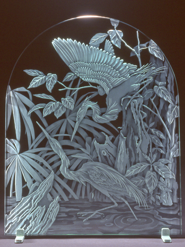 Etched glass panels
